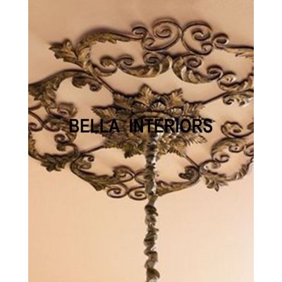 New Neiman Marcus Victorian Scroll Acanthus Iron Gold Ceiling Medallion Horchow   191777132080
